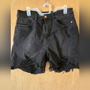 Black Distressed Judy Blue Denim Shorts